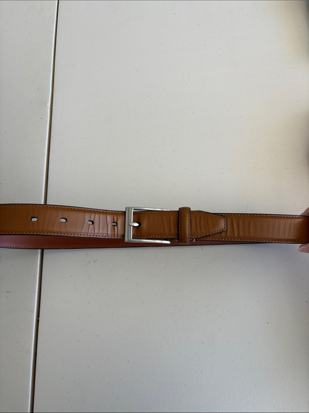 Johnston & Murphy Boys Sz 30 (14) Tan Leather Belt with Silver Buckle